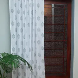 ZEBA White & Blue Ethnic Motifs Sheer Door Curtain-picture-19