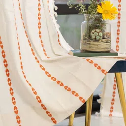 URBAN SPACE Orange & Off White Embroidered Door Curtain image 1