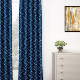 Story@home Navy Blue Printed Black Out Door Curtain-image-13