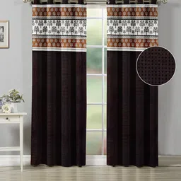 Nendle Brown & White Set of 2 Floral Room Darkening Door Curtain-picture-28