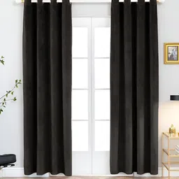 Aura Black 2 Pieces Room Darkening Long Door Curtain-image-60