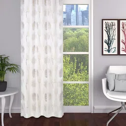 THE CONVERSION Beige & White Floral Printed Room Darkening Long Door Curtain-picture-28