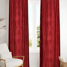 Kraftiq Homes TreePunch Maroon 2 Pieces Room Darkening Long Door Curtains-image-22