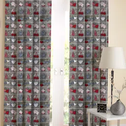 Airwill Grey Red 2 Pieces Abstract Cotton Room Darkening Long Door Curtain-picture-38