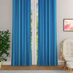 THE CONVERSION Turquoise Blue 2 Pieces Room Darkening Long Door Curtain-image-61