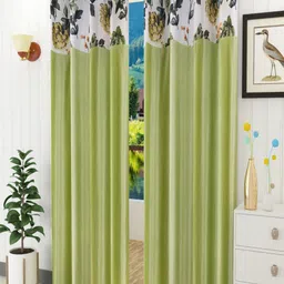 Homefab India Green Set of 2 Floral Long Door Curtain-picture-33