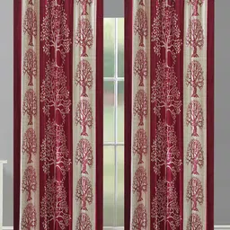 Aura Maroon 2 Pieces Ethnic Motifs Printed Room Darkening Eyelet Long Door Curtains-image-64