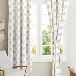 BLANC9 White & Grey 2 Pieces Ethnic Motifs Cotton Door Curtains-picture-26