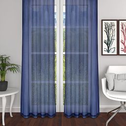 THE CONVERSION Blue 2 Pieces Striped Sheer Lightweight Tissue Sheer Long Door Curtains-picture-5