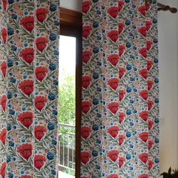 TARA- Sparkling Homes White & Red Ethnic Motifs Long Door Curtain-picture-37