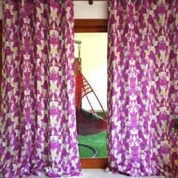 TARA- Sparkling Homes Purple & Yellow Geometric Printed Door Curtain-picture-36