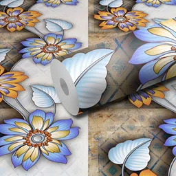 WALLWEAR Grey & Blue Printed Self Adhesive Removable Wallpaper-image-44