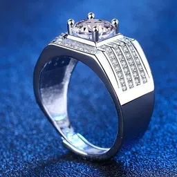 MYKI Men Silver-Plated CZ-Studded Adjustable Finger Ring-picture-13