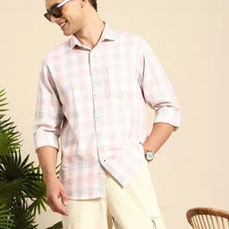 Mast & Harbour Men Standard Checked Pure Cotton Casual Shirt-picture-34