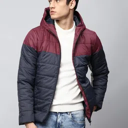 Dennis Lingo Men Navy Blue Colourblocked Lightweight Outdoor Padded Jacket-image-57