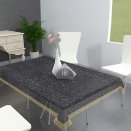 TANLOOMS Transparent & Gold Toned Waterproof 8-Seater Table Cover-image-66