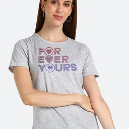 shashvi Women Grey Melange Embellished Cotton T-shirt-image-47