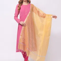 Dupatta Bazaar Yellow Striped Dupatta-picture-40