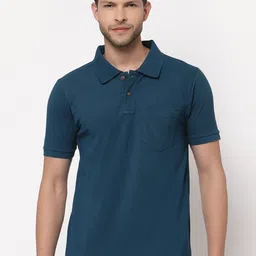 Kalt Men Teal Polo Collar T-shirt-picture-27