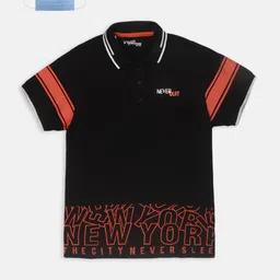 Lil Tomatoes Boys Black & Red Printed Polo Collar T-shirt-image-18