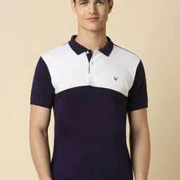Allen Solly Colourblocked Short Sleeves Polo Collar Pure Cotton T-shirt-picture-16