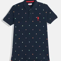 U.S. Polo Assn. Kids Boys Printed Pure Cotton Polo Collar T-shirt image 1