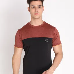 Chkokko Men Rust & Black Outdoor Solid Regular Fit Sports T-Shirt-picture-43