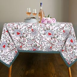 Texstylers Peach-Coloured Floral Anti-Skid Cotton 6-Seater Table Cover-picture-28
