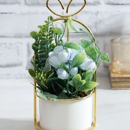 TAYHAA Blue & Gold-Toned Rose Artificial Flower With Pot-picture-25