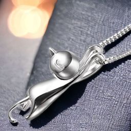 MYKI Silver-Plated Jumping Cat Pendant Necklace-picture-11