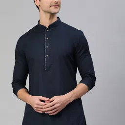 Manthan Men Navy Blue Solid Kurta-picture-16