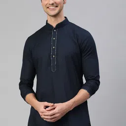Manthan Men Navy Blue Solid Kurta-picture-17