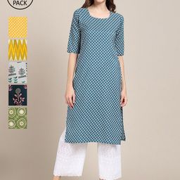 7threads 1 Stop Fashion Women  Pack of 6 Ethnic Motifs Printed Crepe Kurta-picture-40