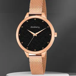 DressBerry Women Textured Dial & Stainless Steel Straps Analogue Watch HOBDB-161-RG-image-40