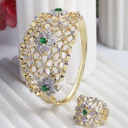 ZENEME Women Brass American Diamond Gold-Plated Bangle-Style Bracelet-picture-17
