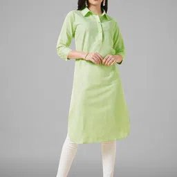 KALINI Shirt Collar Three-Quarter Sleeves Cotton Kurti-picture-14