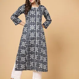 Pistaa Geometric Printed Pure Cotton Straight Kurta-picture-10