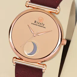 Septem Men Rose Gold-Toned Embellished Dial & Red Leather Straps Analogue Watch-image-53