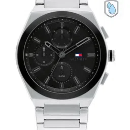 Tommy Hilfiger Men Black Dial Silver-Toned Bracelet Style Straps Analogue Watch TH1791897W-picture-42