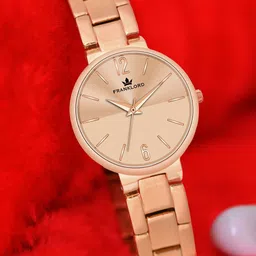 Franklord Women Brass Dial & Stainless Steel Bracelet Style Straps Analogue Watch F-127 RRL-image-43