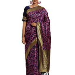 MANVAA Floral Woven Design Zari Banarasi Saree-picture-33