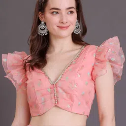 Ethnovog Embellished V-Neck Saree Blouse-image-42