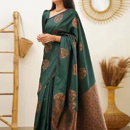 KALINI Ethnic Woven Design Zari Silk Cotton Kanjeevaram Saree-image-98