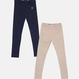 TWIN BIRDS Girls Pack Of 2 Solid Pure Cotton Ankle-Length Leggings-picture-24