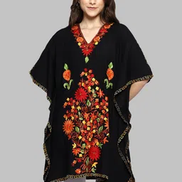 CRAFTBAZAR Floral Embroidered Kaftan Kurti-picture-27
