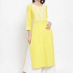 Varanga Women Yellow & White Ethnic Motifs Printed Kurta-picture-16