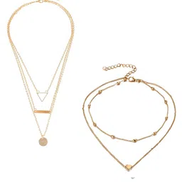 Jewels Galaxy Set Of 2 Gold-Plated Layered Chain image 1
