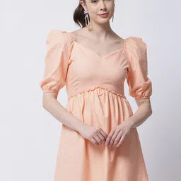MARC LOUIS Women Peach-Coloured A-Line Dress-image-56