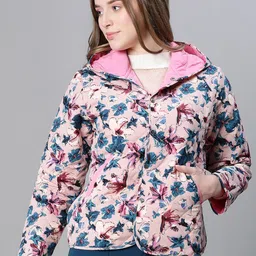 Oxolloxo Floral Printed Hooded Insulator Quilted Jacket-image-23