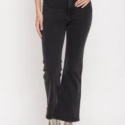 Madame Women Flared Light Shade Clean Look Cotton Jeans-picture-11